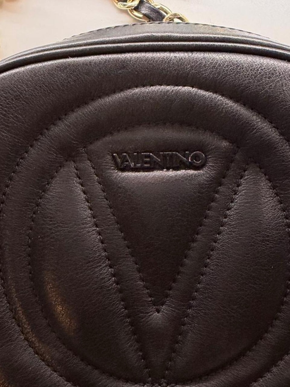 Valentino Black Quilted Leather Circle Crossbody with Tassel - Picture 4 of 8